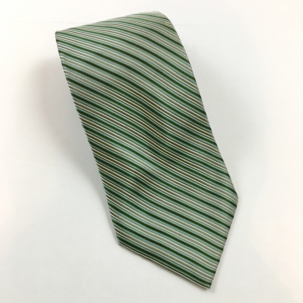 Claiborne Green Striped Handcrafted Silk Tie